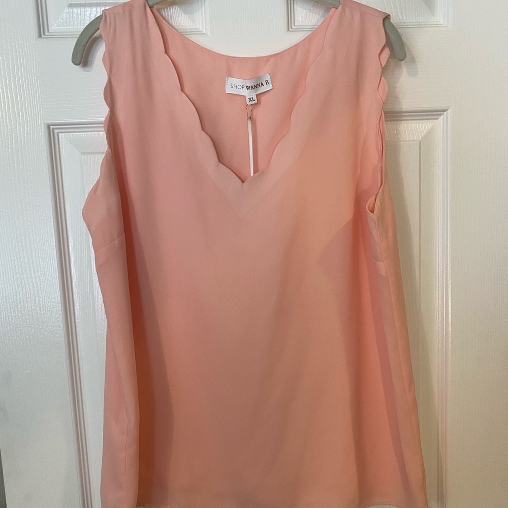 WannaBe Scallop Blush Tank Top